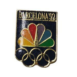 Barcelona 1992 Summer Olympic Pin Spain NBC Peacock Lapel Souvenir Media